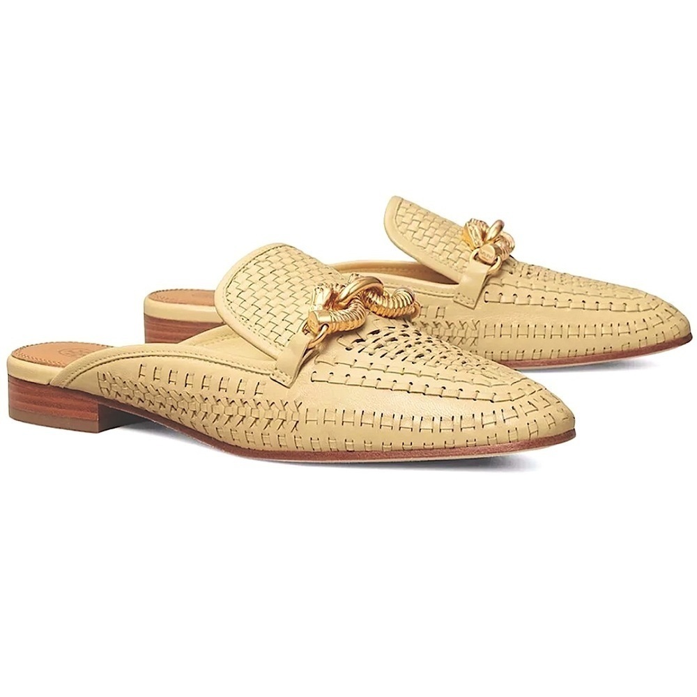 Tory Burch Jessa loafer backless loafer mules clogs woven leather miller flats